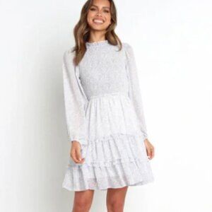 Petal and Pup White Ruffled Tiered Long Sleeve Dress SIZE XS
